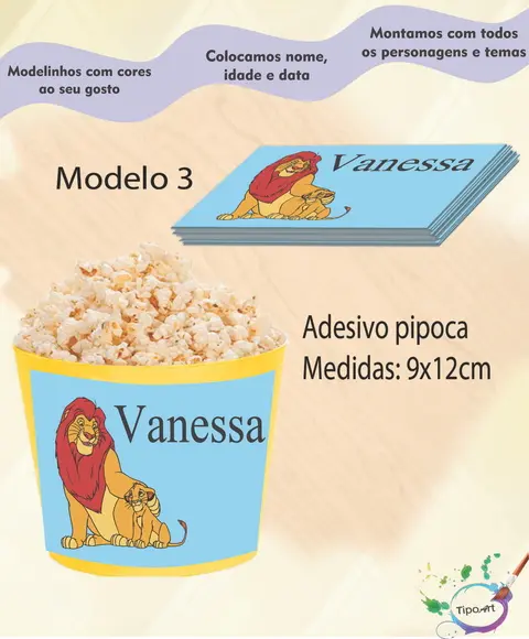 Adesivo P/balde Pipoca-rei Leão