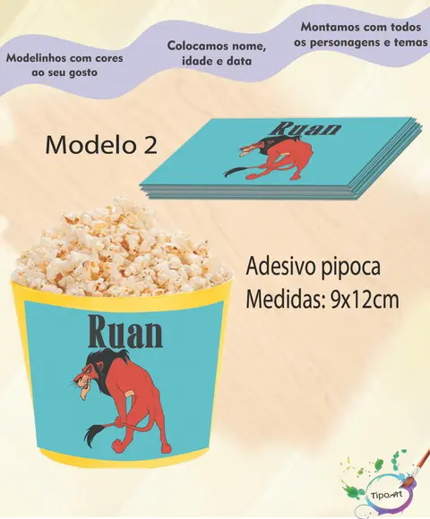 Adesivo P/balde Pipoca-rei Leão