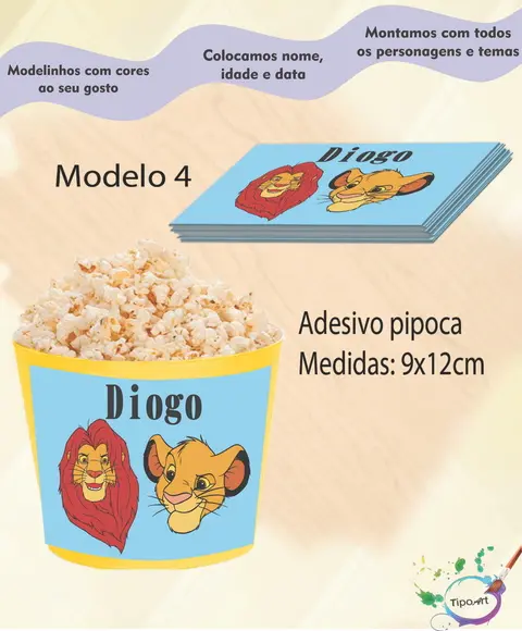 Adesivo P/balde Pipoca-rei Leão