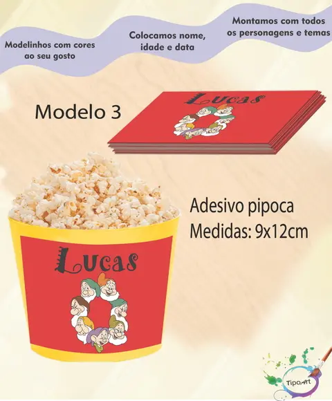 Adesivo P/balde Pipoca-sete Anões