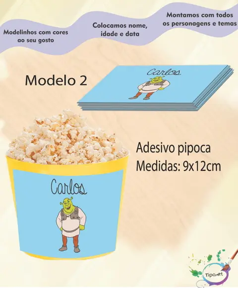 Adesivo P/balde Pipoca-shrek