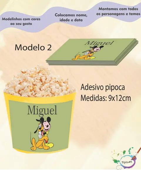 Adesivo P/balde Pipoca-turma do Mickey