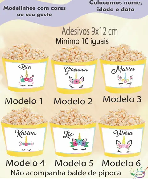 Adesivo P/balde Pipoca-unicórnio
