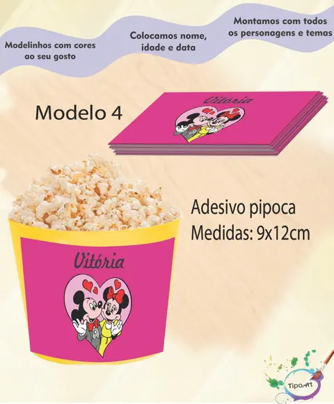 Adesivo P/balde Pipoca-turma do Mickey