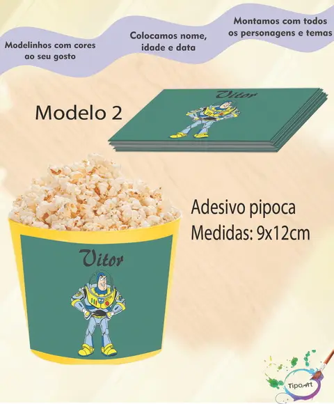 Adesivo para Balde de Pipoca-buzz Lighty