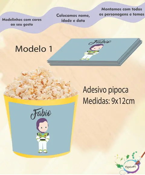 Adesivo para Balde de Pipoca-buzz Lighty