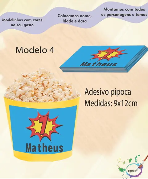 Adesivo para Balde de Pipoca-bomba