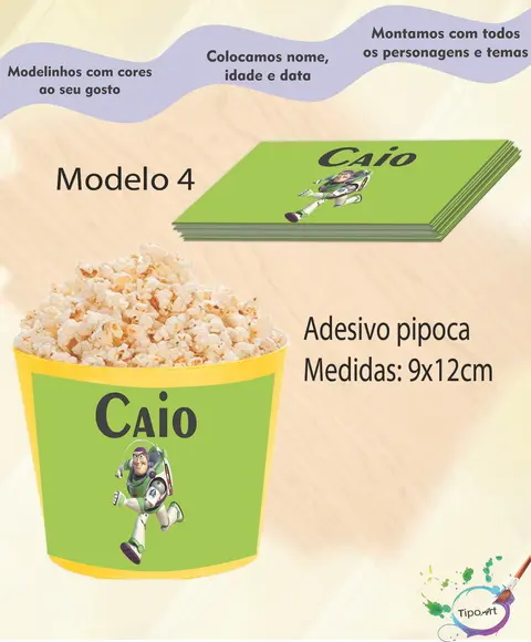Adesivo para Balde de Pipoca-buzz Lighty