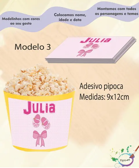 Adesivo para Balde de Pipoca-chá de Bebe