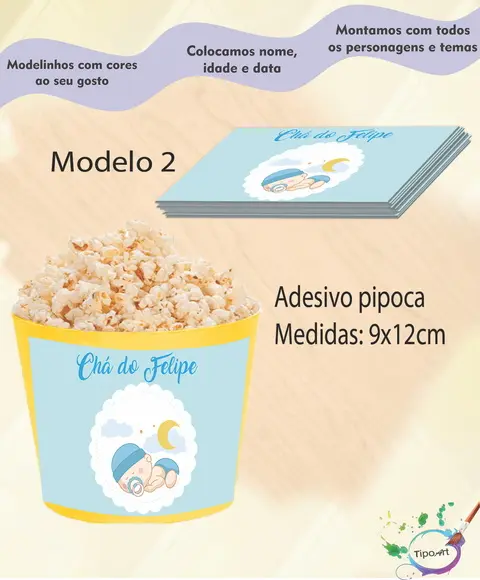 Adesivo para Balde de Pipoca-chá de Bebe