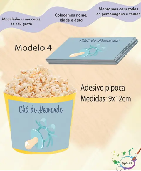 Adesivo para Balde de Pipoca-chá de Bebe