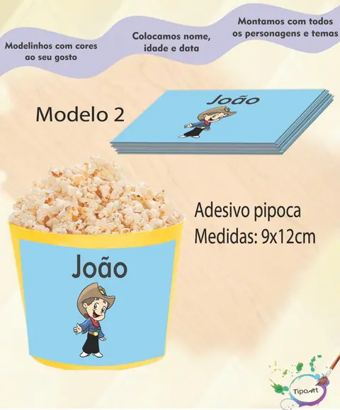 Adesivo para Balde de Pipoca-cowboy