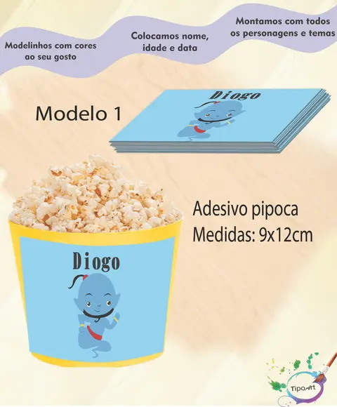 Adesivo para Balde de Pipoca-genio