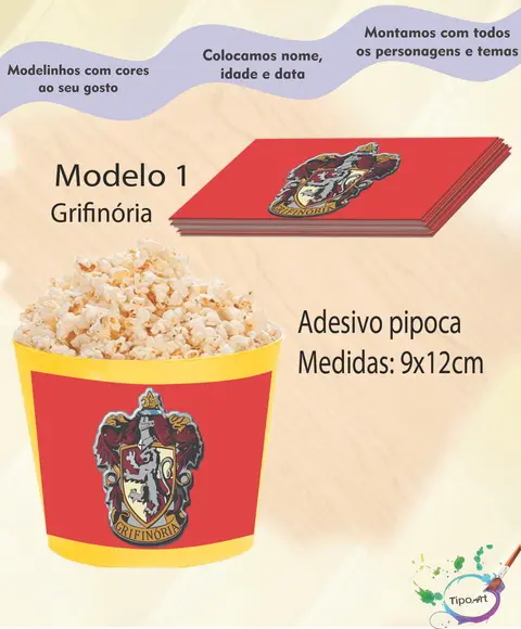 Adesivo para Balde de Pipoca-hogwarts