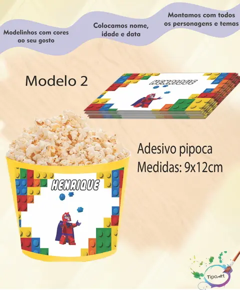 Adesivo para Balde de Pipoca-lego
