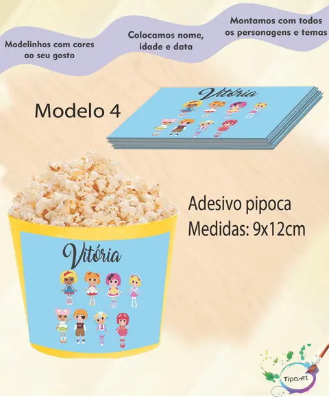 Adesivo para Balde de Pipoca-lalaloopsy