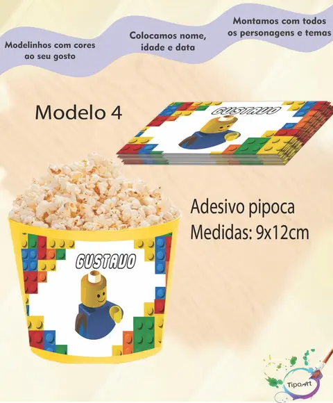 Adesivo para Balde de Pipoca-lego