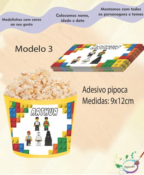 Adesivo para Balde de Pipoca-lego