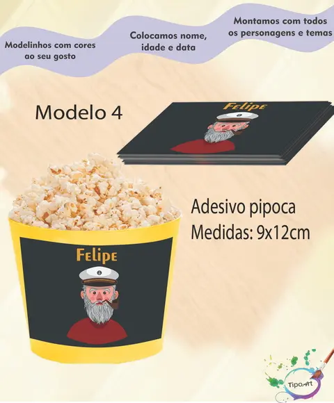 Adesivo para Balde de Pipoca-marinheiro