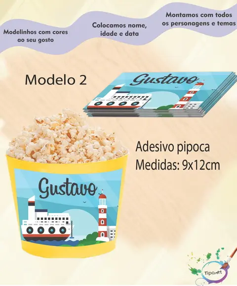 Adesivo para Balde de Pipoca-marinheiro