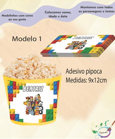 Adesivo para Balde de Pipoca-lego