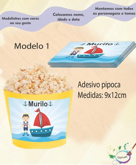 Adesivo para Balde de Pipoca-marinheiro