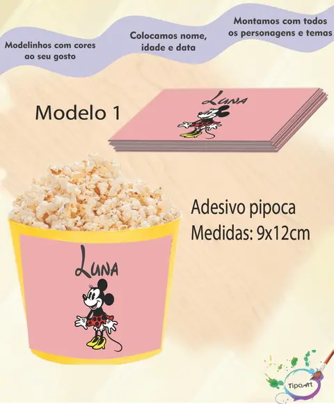 Adesivo para Balde de Pipoca-minnie