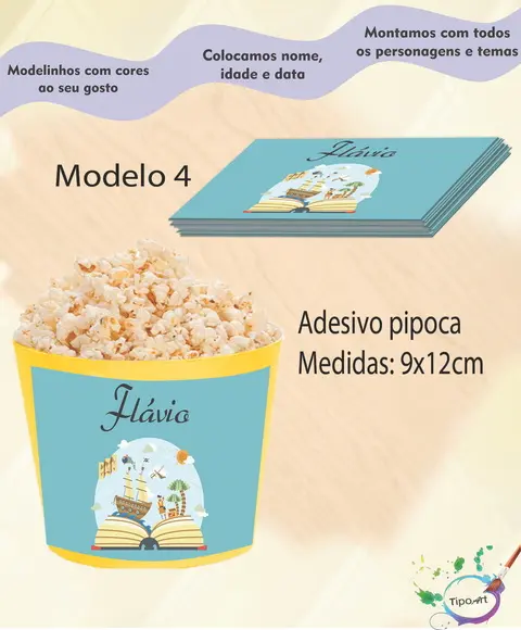 Adesivo para Balde de Pipoca-pirata