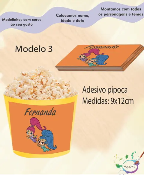 Adesivo para Balde de Pipoca-shimmer