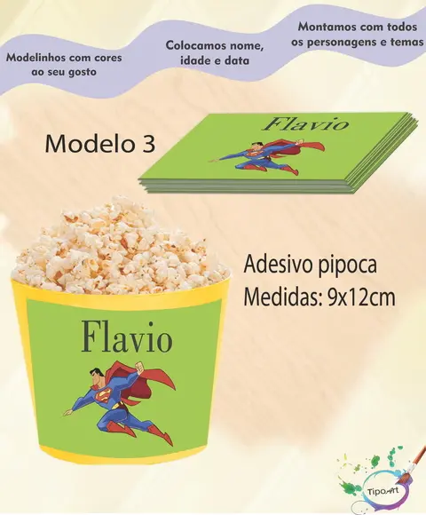 Adesivo para Balde de Pipoca-super Homem