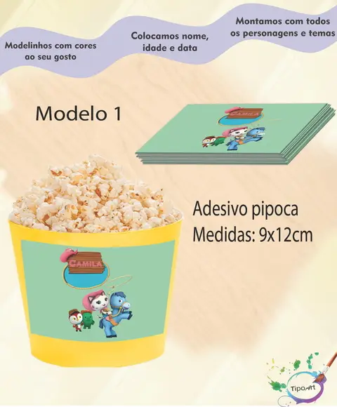 Adesivo para Balde Pipoca-sheriff Calie