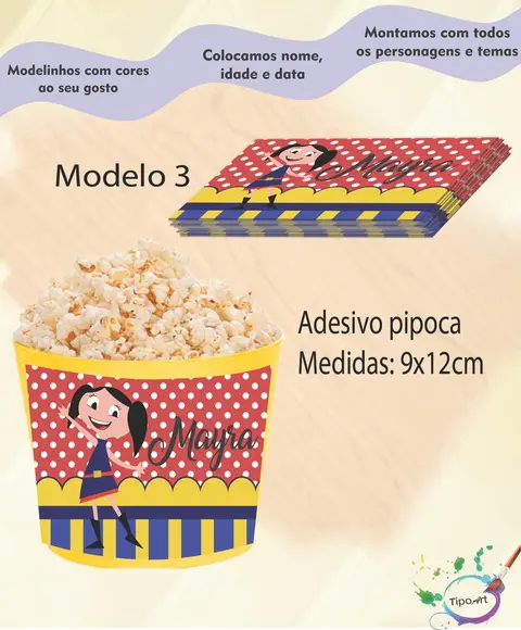 Adesivo para Balde Pipoca-show da Luna