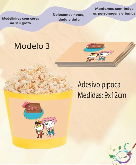 Adesivo para Balde Pipoca-sheriff Calie