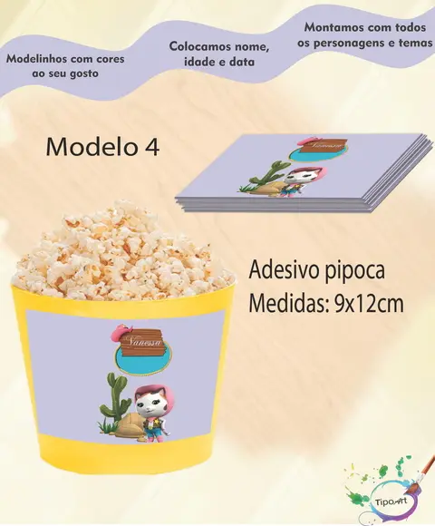 Adesivo para Balde Pipoca-sheriff Calie