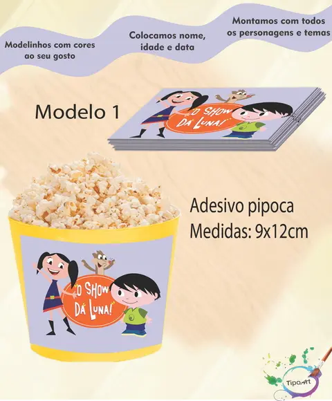 Adesivo para Balde Pipoca-show da Luna