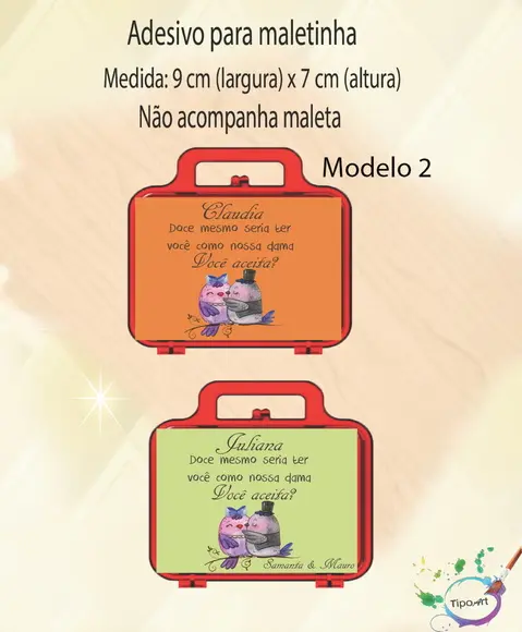 Adesivo Para Maletinha-daminha/pajem