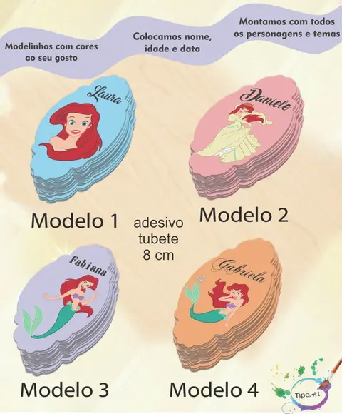 Adesivo para Mini Tubete 8 Cm-ariel
