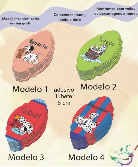 Adesivo para Mini Tubete 8 Cm-101 Dalmatas