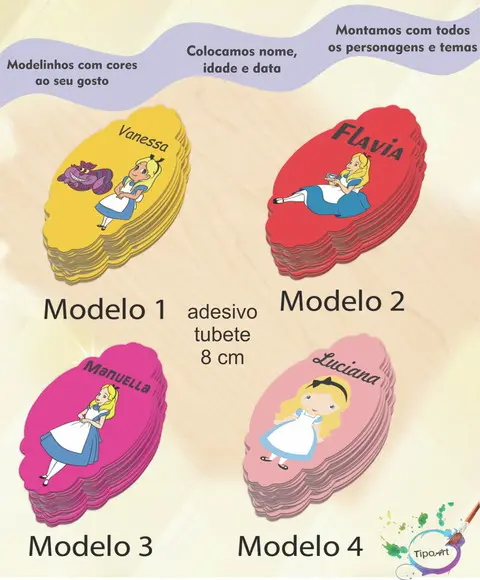 Adesivo para Mini Tubete 8 Cm-alice