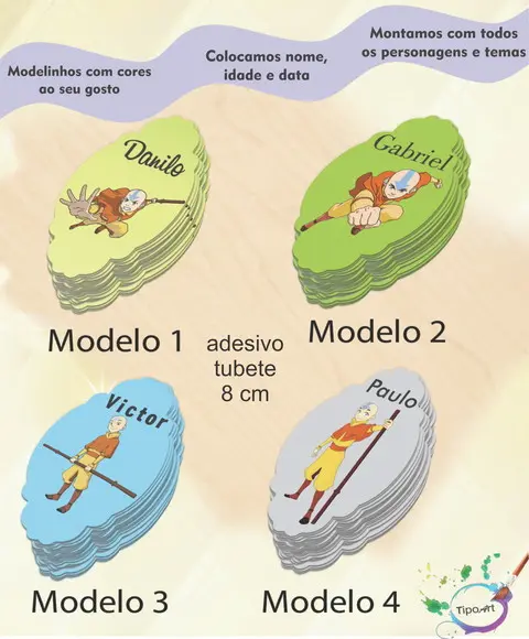Adesivo para Mini Tubete 8 Cm-avatar Aang