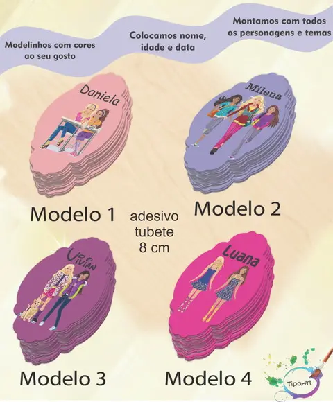 Adesivo para Mini Tubete 8 Cm-barbie