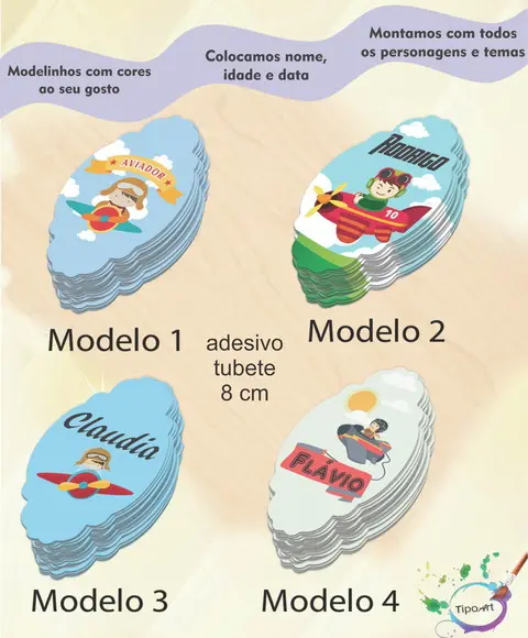 Adesivo para Mini Tubete 8 Cm-aviador
