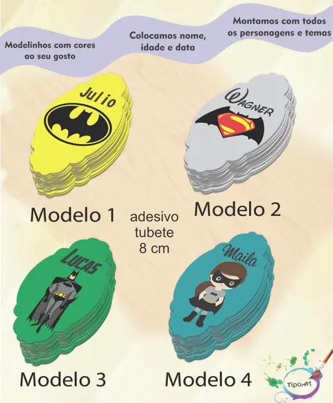 Adesivo para Mini Tubete 8 Cm-batman