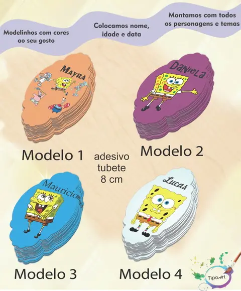 Adesivo para Mini Tubete 8 Cm-bob Esponja