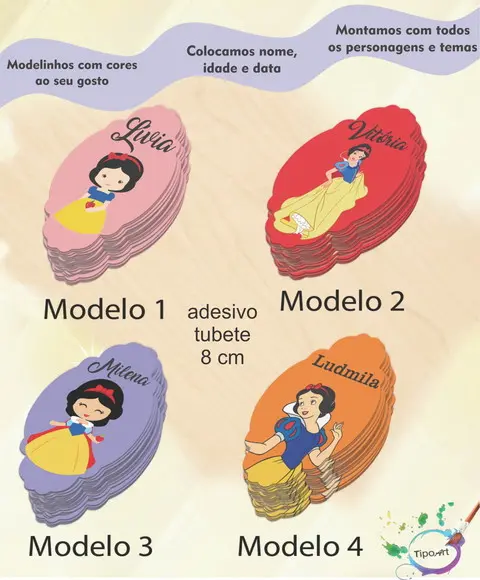 Adesivo para Mini Tubete 8 Cm-branca de Neve