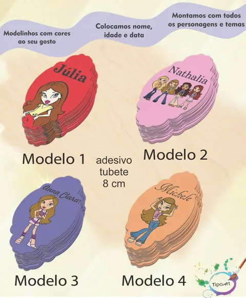 Adesivo para Mini Tubete 8 Cm-bratz