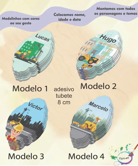 Adesivo para Mini Tubete 8 Cm-construção