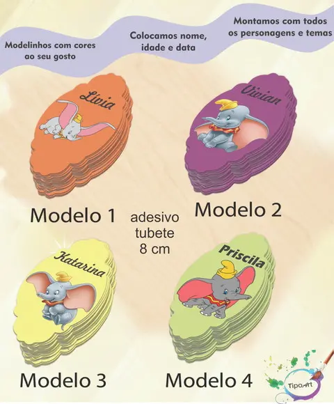 Adesivo para Mini Tubete 8 Cm-dumbo