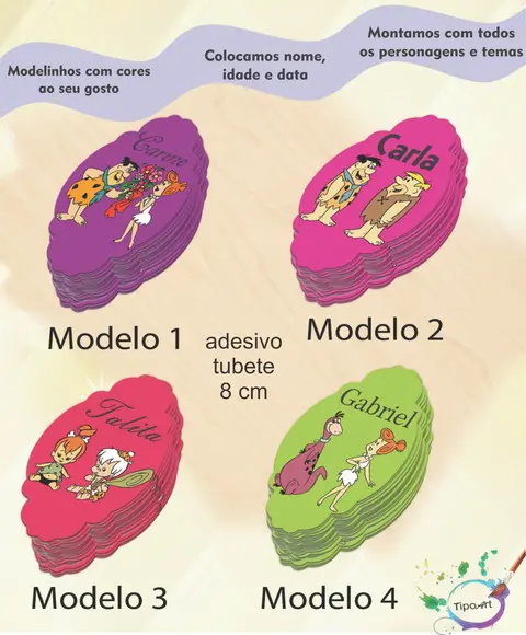 Adesivo para Mini Tubete 8 Cm-fred Flintstone