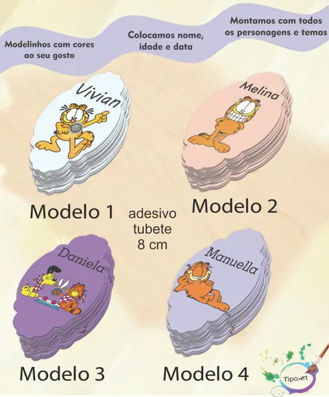 Adesivo para Mini Tubete 8 Cm-garfield